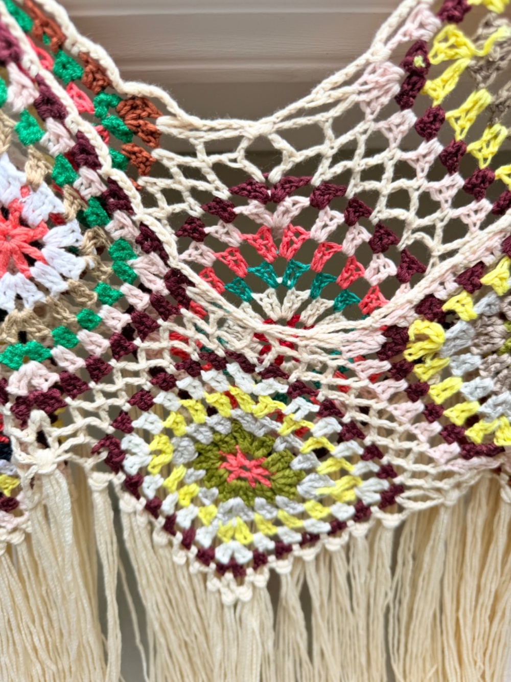 Boho Crochet Fringed Tank Top Bathing Suit Coverup Retro Festival Vibe - Picture 7 of 9